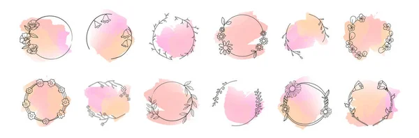 Decorative Floral Frames Made Blooming Flowers Hand Drawn Watercolor Background — Stock Vector