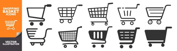 Alışveriş arabası simgesi saydamda izole edildi. Trolley ve market sepeti. Alışveriş arabası simgesi seti, E-ticaret ve perakende satış tarzı