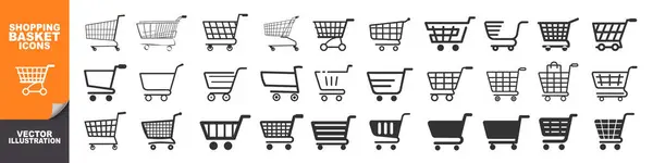 Alışveriş arabası simgesi saydamda izole edildi. Trolley ve market sepeti. Alışveriş arabası simgesi seti, E-ticaret ve perakende satış tarzı