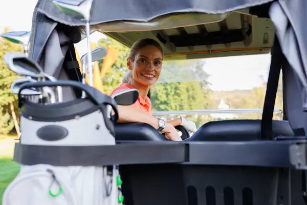 Scenic Drive: Woman Enjoying Golf Cart Ride