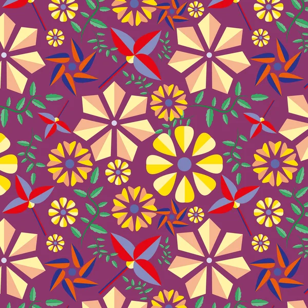 Geométrico Intrincado Patrón Múltiples Flores Diseñadas Formas Circulares Cuadradas Hexagonales — Vector de stock