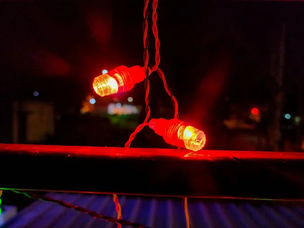 Время Фестиваля Дивали Индии Крупным Планом Ярко Красная Светодиодная Декоративная — стоковое фото
