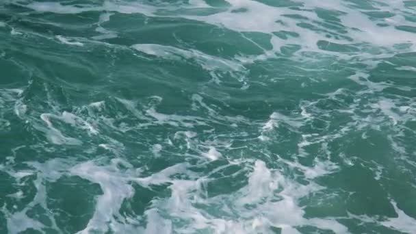 Vista Cima Ondas Aquamarinas Tempestuosas Belas Ondas Oceano Atlântico Full — Vídeo de Stock