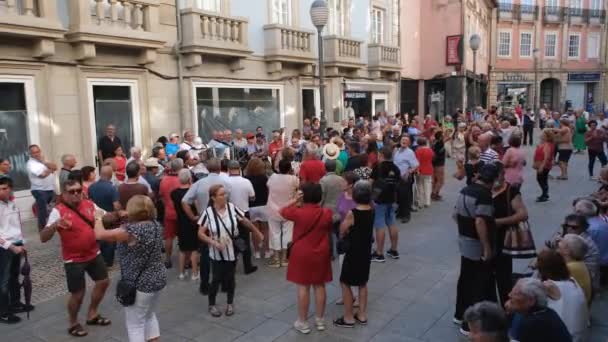 Μπράγκα Πορτογαλία 2022 Στην Κεντρική Πλατεία Της Μπράγκα Στο Κέντρο — Αρχείο Βίντεο