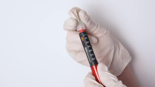 Hands Protective Gloves Thread Disposable Needle Insulin Pen Syringe Insulin — Vídeos de Stock