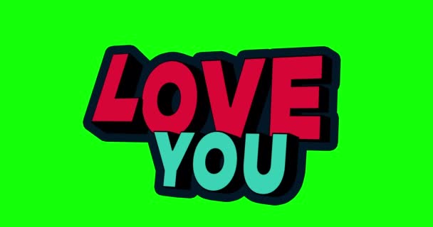 Alla Hjärtans Dag Älskar Dig Kort Kinetisk Text Animation Skärmen — Stockvideo