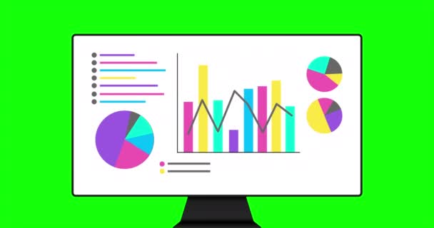 Animated Infographics Set Animation Different Charts Graphs Bright Colors Presented — Vídeo de stock