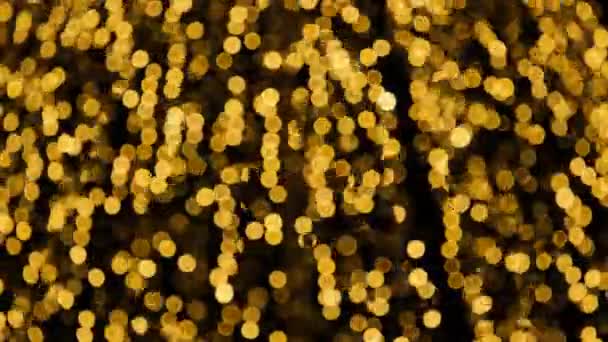 Golden Blurred Moving Lights Abstract Shiny Glitter Video Background Sparkling — Stockvideo