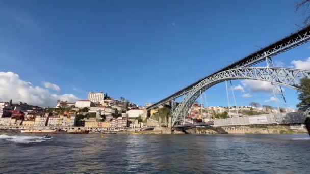 Porto Portugal 2023 Bottom View Dom Luis Bridge Porto Town — Vídeo de stock