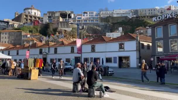 Porto Portugal 2023 Tourist View Beautiful Old City Porto Cafes — Αρχείο Βίντεο