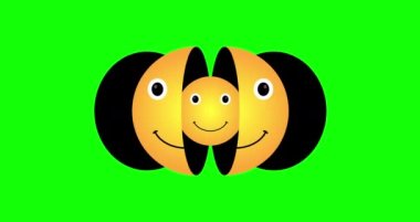 Smiley emojy döngü animasyonu. Yeşil ekranda izole edilmiş gülümseyen bir ifade. 4K çözünürlük canlandırması