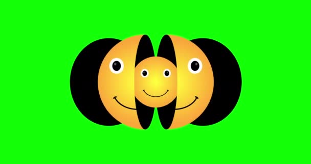 Smiley Emojy Loop Animation Animation Smiling Emoticon Isolated Green Screen — 비디오