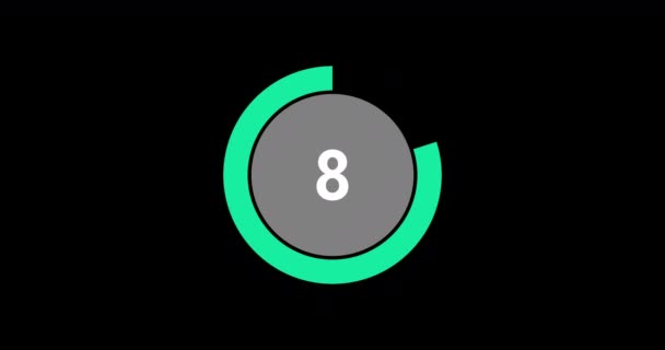 Countdown Timer Seconds Realtime Modern Flat Design Countdown Animation Black — 图库视频影像