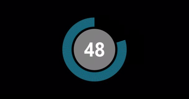 Countdown Timer Seconds Realtime Modern Flat Design Countdown Animation Black — Vídeo de Stock