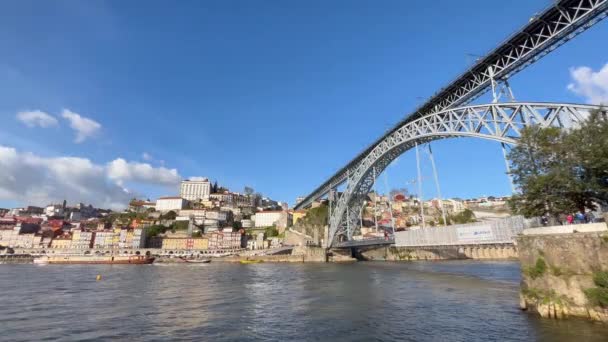 Porto Portugal 2023 Touristic View Beautiful Old Town Porto River — Stockvideo