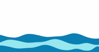 Simple waves animation on white background. Simple and beautiful water wave effect 2d motion design. 4k resolution cartoon waves video.