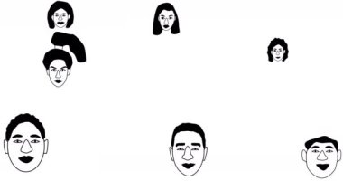 Black History Month concept. Portraits of abstract people appear on white background. 4k resolution different people faces animation.