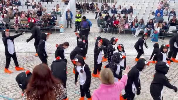 Estarreja Πορτογαλία 2023 Παραδοσιακό Χειμερινό Ετήσιο Παιδικό Καρναβάλι Estarreja Πορτογαλία — Αρχείο Βίντεο
