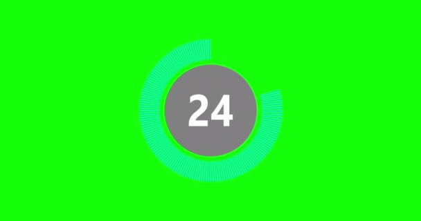 Countdown Timer Seconds Realtime Modern Flat Design Countdown Animation Green — Stock video