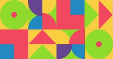 Animated Geometric pattern or background loop. 4K resolution geometric motion design in bright colors. Abstract shapes background.