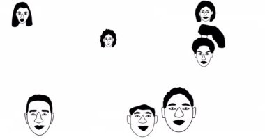 Black History Month concept. Portraits of abstract people appear on white background. 4k resolution different people faces animation.
