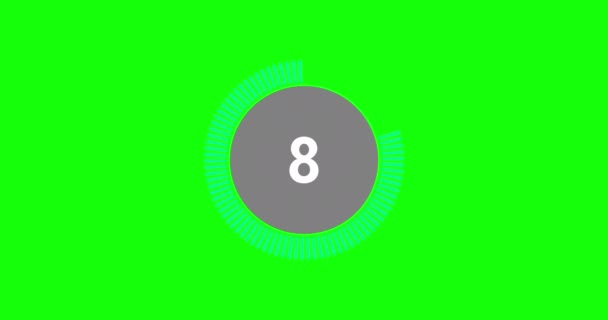 Countdown Timer Seconds Realtime Modern Flat Design Countdown Animation Green — Stock video