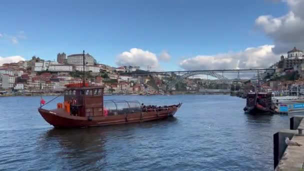 Porto Portugal 2023 Touristic View Beautiful Old Town Porto River — Stockvideo