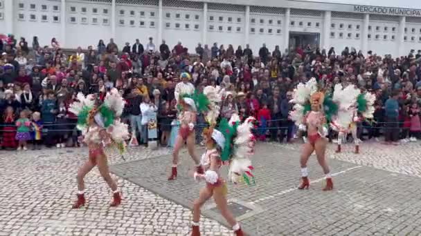 Эстарреха Португалия 2023 Год Традиционный Зимний Ежегодный Карнавал Самбы Эстарреха — стоковое видео