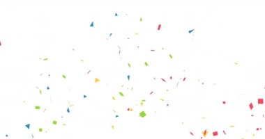 Confetti and streamer animation isolated on white background. Festive holiday colorful animation with confetti.