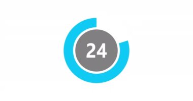 Countdown timer from 30 to 0 seconds realtime. Modern flat design of countdown animation on white background. 4K resolution