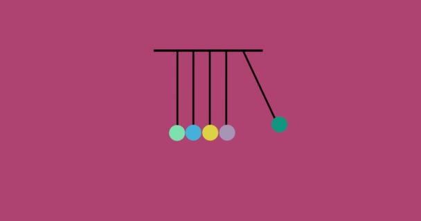Newtons Cradle Resolution Animation Newtons Cradle Pink Background Screen Loader — Wideo stockowe