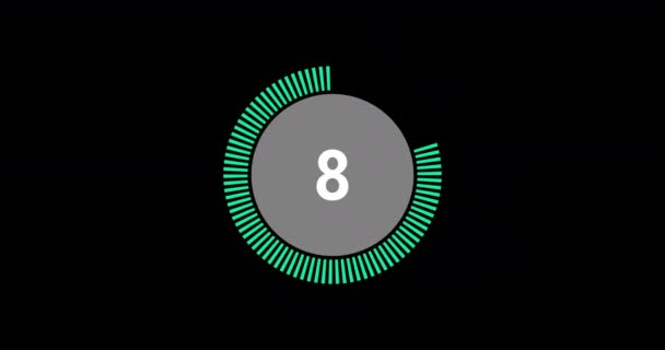 Countdown Timer Seconds Realtime Modern Flat Design Countdown Animation Black — Stockvideo
