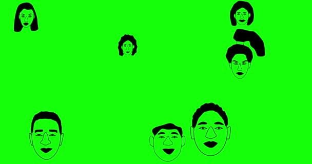 Koncepcja Miesiąca Czarnej Historii Zielonym Tle Pojawiają Się Portrety Abstrakcyjnych — Wideo stockowe