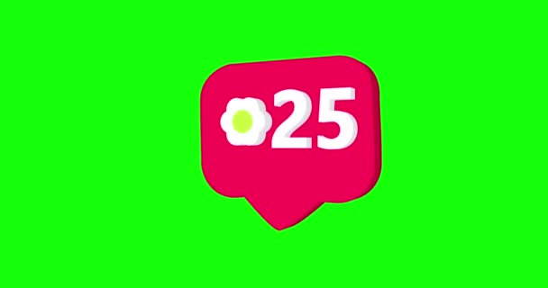 緑の背景にハートと花のサインが孤立したピンクのメッセージバブル アニメーションメッセージアイコンのようなものです 4K解像度ソーシャルメディアアニメーション — ストック動画