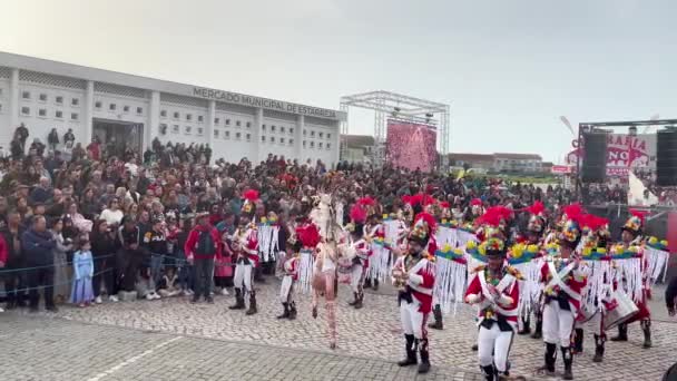 Estarreja Portugal 2023 Традиційний Зимовий Щорічний Карнавал Estarreja Samba Португалія — стокове відео