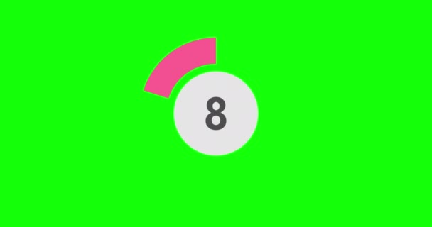 Countdown Timer Seconds Realtime Modern Flat Design Countdown Animation Green — Video Stock