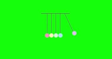 Newtons beşiği 4k çözünürlüklü animasyon. Yeşil arkaplan yükleyicisinde Newtons beşiği. Giriş veya çeviri için döngü yükleme hareketi tasarımı