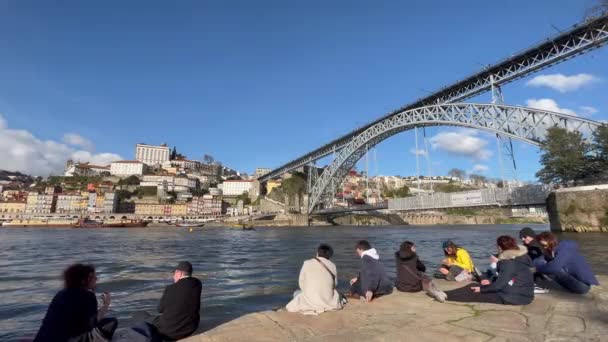 Porto Portugal 2023 Touristic View Beautiful Old Town Porto River — Video Stock