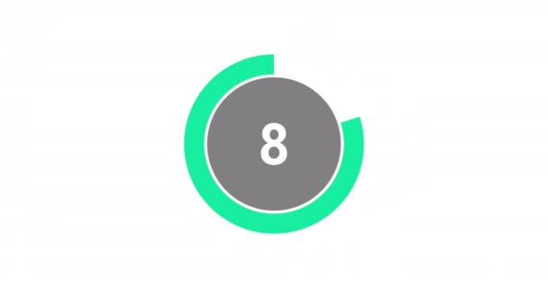 Countdown Timer Seconds Realtime Modern Flat Design Countdown Animation White — стоковое видео