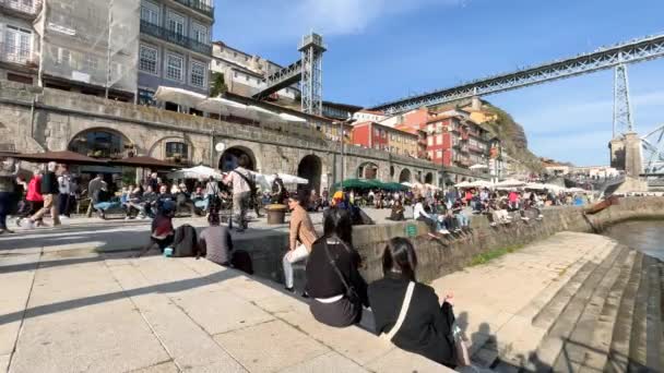 Porto Portugal 2023 City Center Downtown Porto Galinhas Tourist Destination — Stock Video