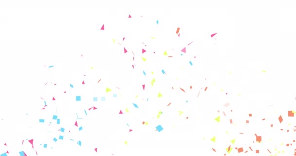 Анімація Confetti Ізольована Білому Тлі Святкове Свято Барвиста Анімація Конфетті — стокове відео