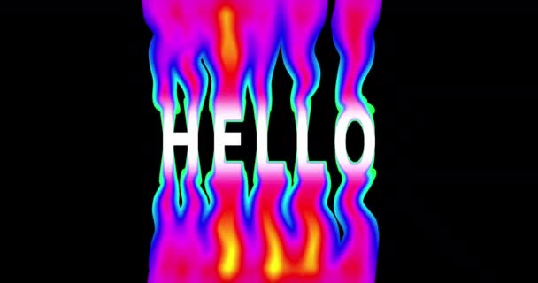 Parola Ciao Fatta Nello Stile Animazione Infernale Testo Hello Brucia — Video Stock