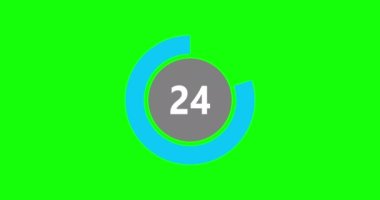 Countdown timer from 30 to 0 seconds realtime. Modern flat design of countdown animation on green background. 4K resolution.