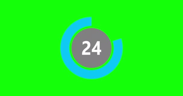 Countdown Timer Seconds Realtime Modern Flat Design Countdown Animation Green — Vídeo de stock
