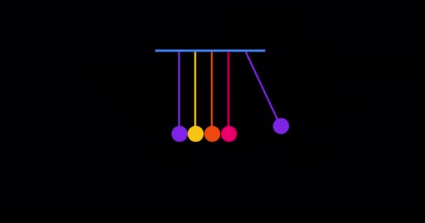 Animacja Rozdzielczości Newtonów Newtons Kołyska Czarnym Tle Ładowarka Ekranu Projektowanie — Wideo stockowe