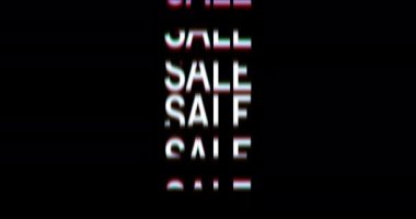 Satış tipografisi. İndirimli döngü animasyonu. Reklam animasyon afişi. Kinetik tipografi animasyonu. Kinetik tarzda kelime satışı. 4K çözünürlük indirimi arka planı