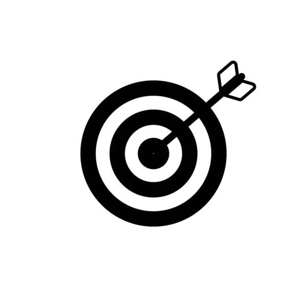 白の背景に独立した矢印の単純なベクトル図でターゲットまたは目標をヒット 弓術または目標戦略 ダーツサイン — ストックベクタ