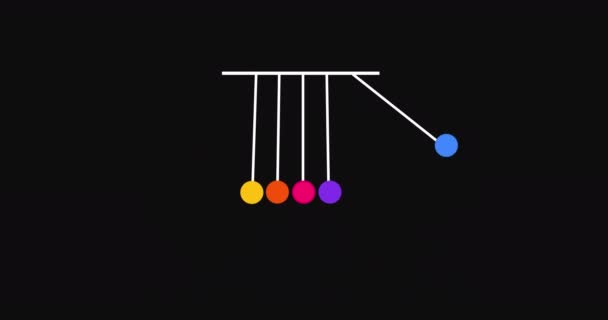 Newtons Cradle Resolutie Animatie Newtons Wieg Zwarte Achtergrond Schermlader Loop — Stockvideo
