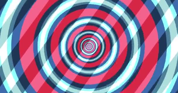Voando Através Ilusão Óptica Círculos Criando Túnel Abstrato Espectro Azul — Vídeo de Stock