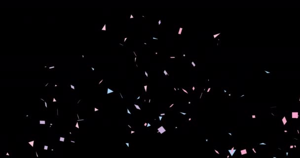 Анімація Confetti Ізольована Чорному Тлі Святкове Свято Барвиста Анімація Конфетті — стокове відео